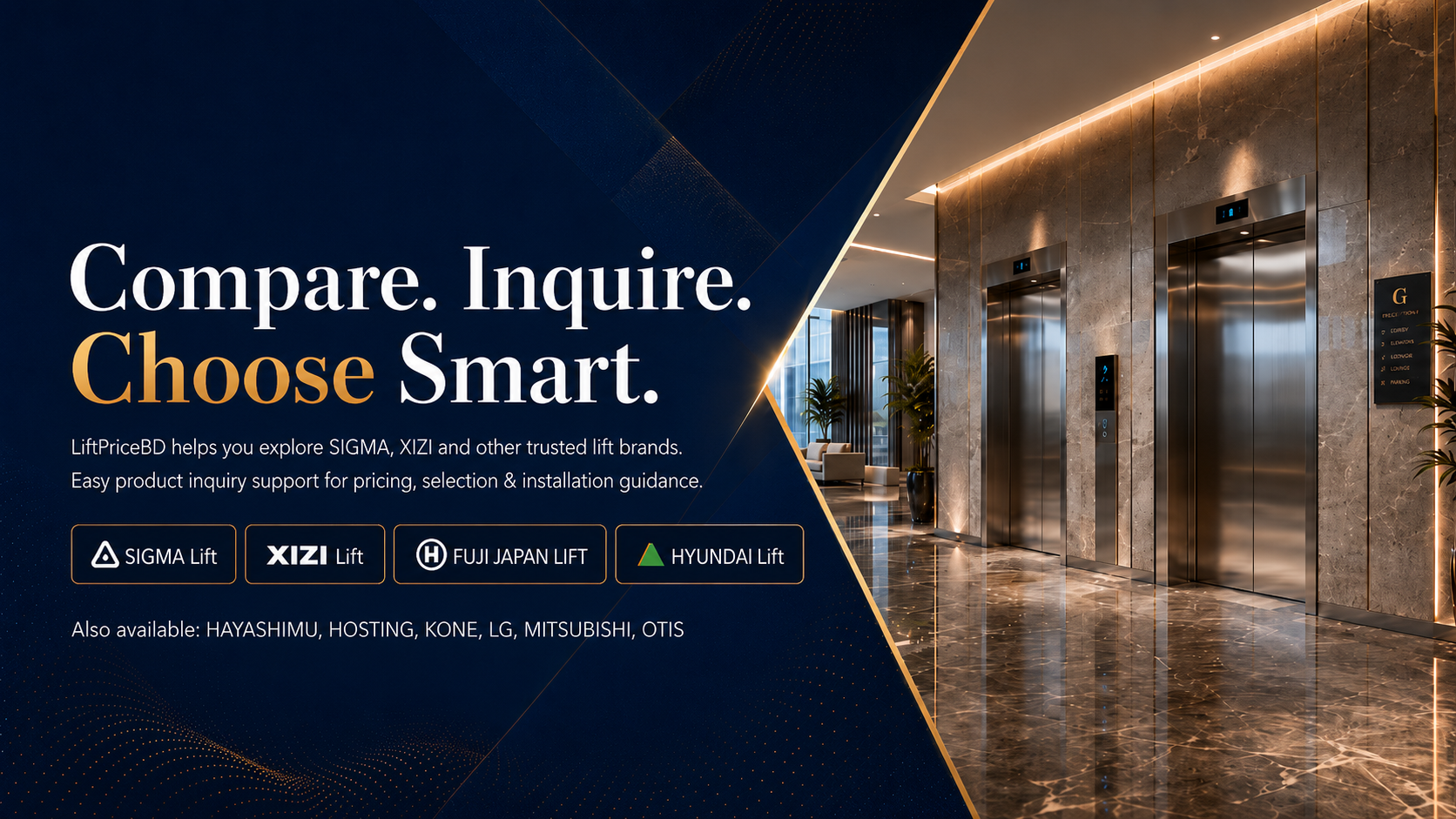 Elevator model and price banner